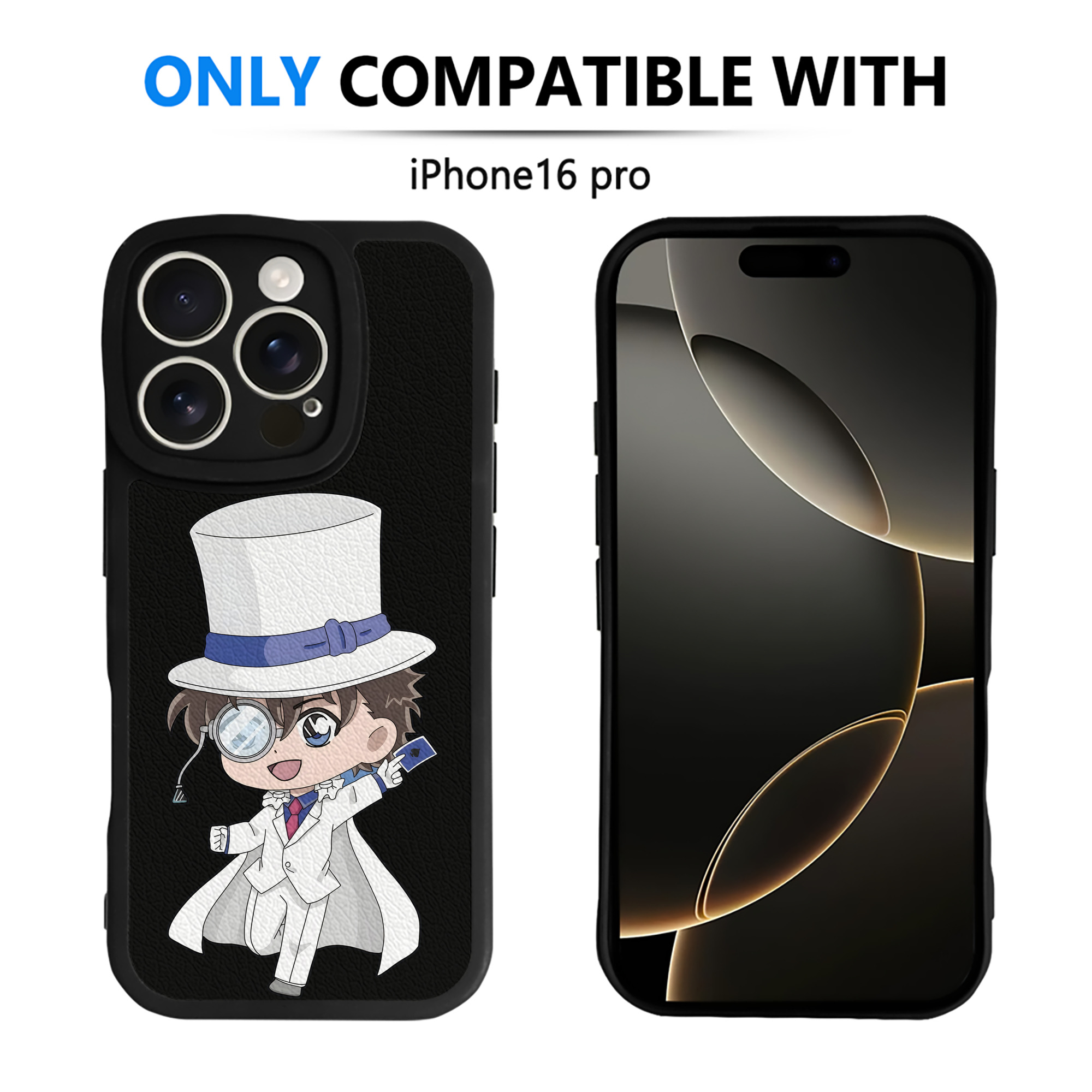 （画像用） 名探偵コナン くろば かいと Detective Conan Kuroba Kaito 【iPhone 16シリーズ対応】シリコンスマホケース（レザー調） 材質：シリコン